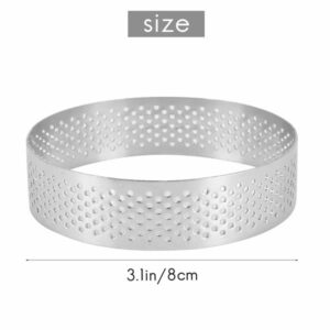 Bzocio 12 Pack Stainless Steel Tart Rings 3 in,Perforated Fruit Pie Quiches Cake Mousse Ring,Cake Ring Mold,Round Cake Baking Tools,Kitchen Baking Mould,Cake Rings for Baking 8cm.