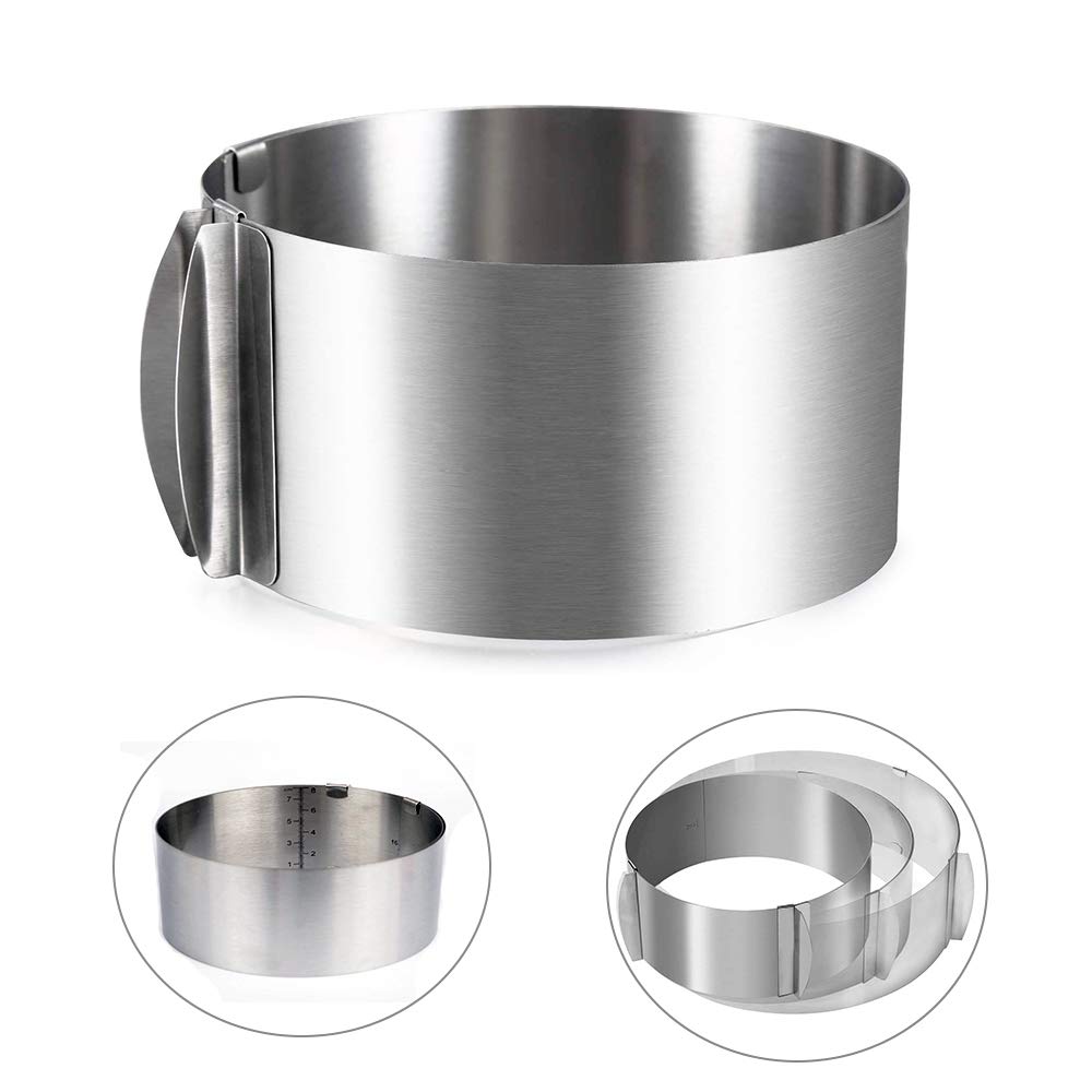 Adjustable Stainless Steel Cake Mold Ring 6-12" Cake Pan Mold For Baking Kitchen Pastry Tools(Round)