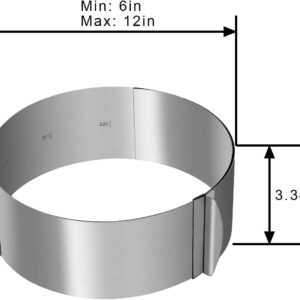 Adjustable Stainless Steel Cake Mold Ring 6-12" Cake Pan Mold For Baking Kitchen Pastry Tools(Round)