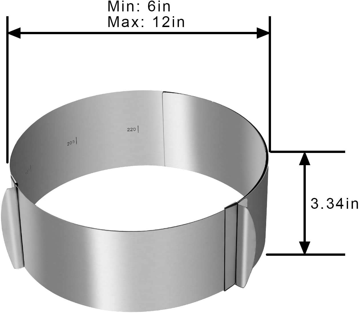 Adjustable Stainless Steel Cake Mold Ring 6-12" Cake Pan Mold For Baking Kitchen Pastry Tools(Round)