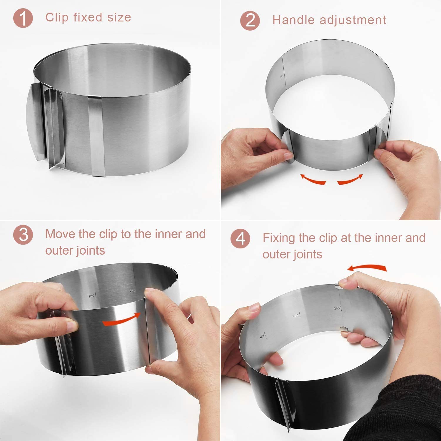 Adjustable Stainless Steel Cake Mold Ring 6-12" Cake Pan Mold For Baking Kitchen Pastry Tools(Round)