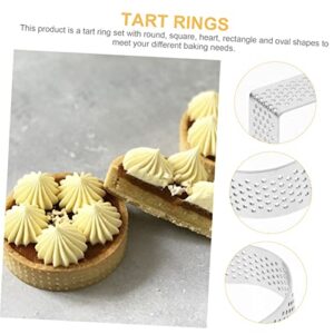 BESTOYARD 5 Pcs pastry mold Rings square cake ring tart baking pan perforated molds round tart ring fruitcakes Pastry Ring dessert molds corn cake perforation 304 stainless steel to rotate