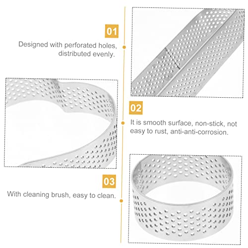 BESTOYARD 5 Pcs pastry mold Rings square cake ring tart baking pan perforated molds round tart ring fruitcakes Pastry Ring dessert molds corn cake perforation 304 stainless steel to rotate