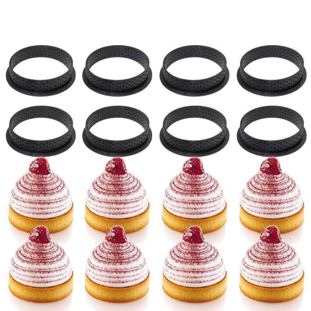 Hasde Cake Mold Perforated Cutter Round-Shape Mousse Circle Ring Tart Decorating 8PCS
