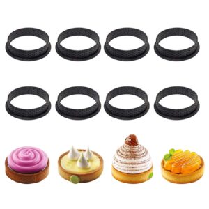 NACTECH 8Pcs Cake Tart Ring Muffin Cake Mousse Ring Cake Mousse Molds Heat-Resistant Non Stick