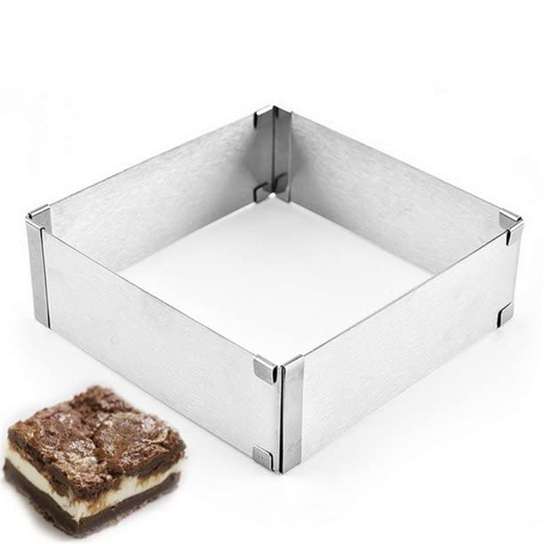 Adjustable Stainless Steel Square Cake Mousse Mold Cutter, Adjustable from 3.7 to 6.4 Inches