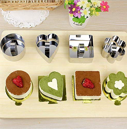 5 PCS Cake Rings Food Cooking Mould with Push Lid Shapes Stainless Steel Desserts Making Catering Business Cooking.