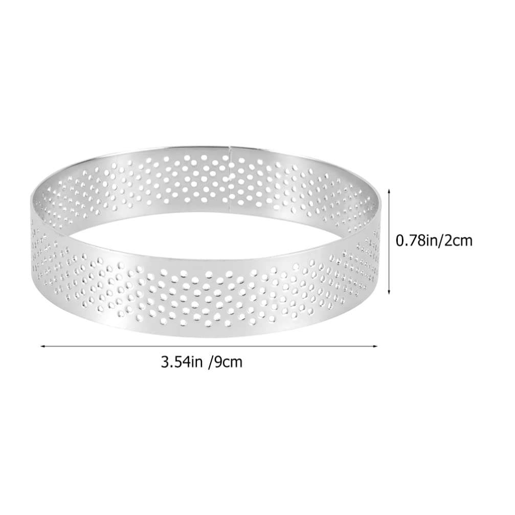 Hemoton Tart Pans 4Pcs Tart Rings, (3in+ 3.5in) Perforated Tart Rings for Baking, Stainless Steel Nonstick Round Cake Ring, Metal Pastry Mold Baking Rings