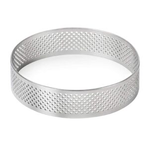 somubi stainless steel tart ring, set of 5 heat-resistant perforated cake mousse ring, round porous tart ring bottom tower pie cake mould (s: 5cm/2inches in diameter)