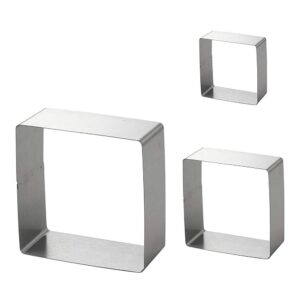 kuaxie square cake mold ring set-4/6/8 inch stainless steel square cutter pancake mold(3pcs/set,silver)