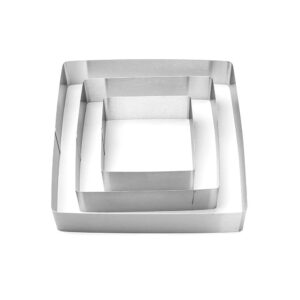 KUAXIE Square Cake Mold Ring Set-4/6/8 Inch Stainless Steel Square Cutter Pancake Mold(3pcs/Set,Silver)