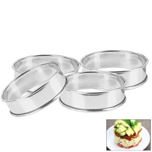 etsamor 4 pcs double rolled tart rings stainless steel muffin tart rings professional circular crumpet rings set for home food making tool, making small pastry pancakes, catering business