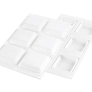 Silikomart "Kit Tarte Ring Square 80x80 Silicone Mold with 6 Cavities, Each 2.63 Inch x 2.63 Inch x 0.59 Inch High, Plus 6 Heat-Resistant Perforated Plastic Square Cutting Rings