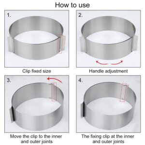 Stainless Steel Cake Mold Round Cake Ring Cookie Cutter, 6-12 Inches Adjustable Sheet Pan Extender for Baking Mold Pastry Tool Cake & Pastry Rings