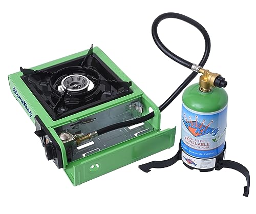 Flame King YSNVT-505 Dual Fuel Butane & Propane Gas Camping Stove with Single Burner, Portable and Great for Outdoor Cooking, Backpacking