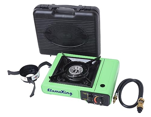 Flame King YSNVT-505 Dual Fuel Butane & Propane Gas Camping Stove with Single Burner, Portable and Great for Outdoor Cooking, Backpacking