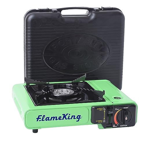 Flame King YSNVT-505 Dual Fuel Butane & Propane Gas Camping Stove with Single Burner, Portable and Great for Outdoor Cooking, Backpacking