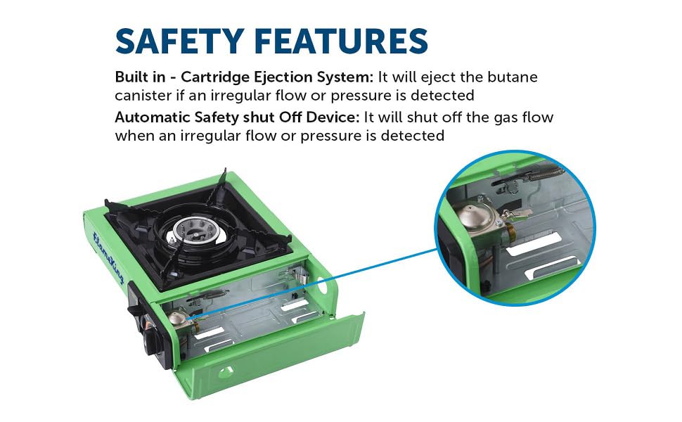 Flame King YSNVT-505 Dual Fuel Butane & Propane Gas Camping Stove with Single Burner, Portable and Great for Outdoor Cooking, Backpacking