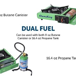 Flame King YSNVT-505 Dual Fuel Butane & Propane Gas Camping Stove with Single Burner, Portable and Great for Outdoor Cooking, Backpacking