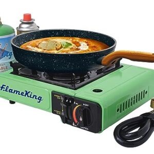 Flame King YSNVT-505 Dual Fuel Butane & Propane Gas Camping Stove with Single Burner, Portable and Great for Outdoor Cooking, Backpacking