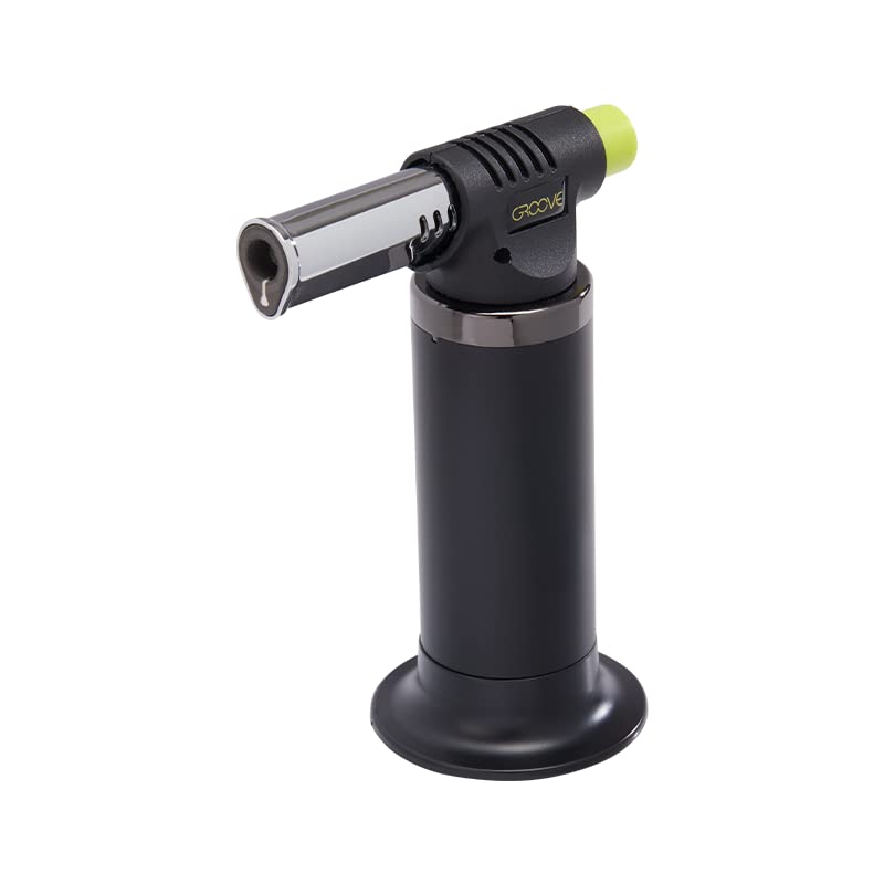 Groove Spark Professional Culinary Butane Torch - 4.29” x 6.38” x 2.6” Versatile Adjustable Flame Blow Torch for Every Kitchen Need & More - Easy Refill 10g Capacity (Butane Not Included) - Yellow