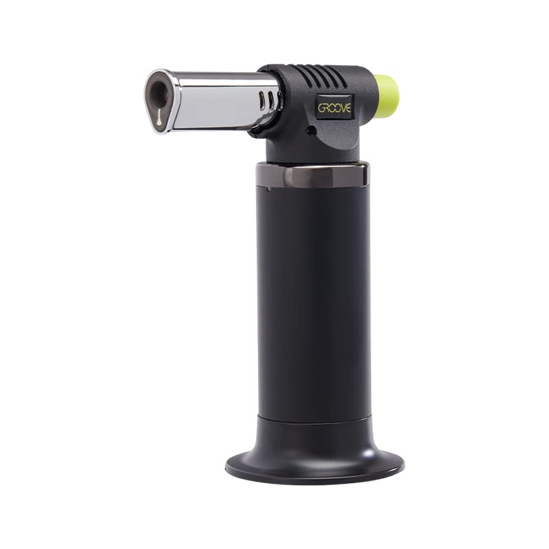 Groove Spark Professional Culinary Butane Torch - 4.29” x 6.38” x 2.6” Versatile Adjustable Flame Blow Torch for Every Kitchen Need & More - Easy Refill 10g Capacity (Butane Not Included) - Yellow