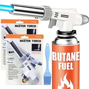 2 pcs butane torch head master torches kitchen blow torch chef cooking torches lighter adjustable flame with safety lock culinary torch for creme brulee bbq butane gas not included