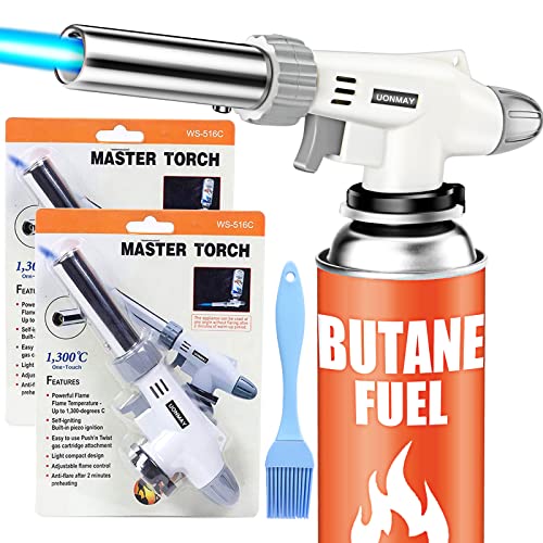 2 Pcs Butane Torch Head Master Torches Kitchen Blow Torch Chef Cooking Torches Lighter Adjustable Flame With Safety Lock Culinary Torch For Creme Brulee BBQ Butane Gas Not Included