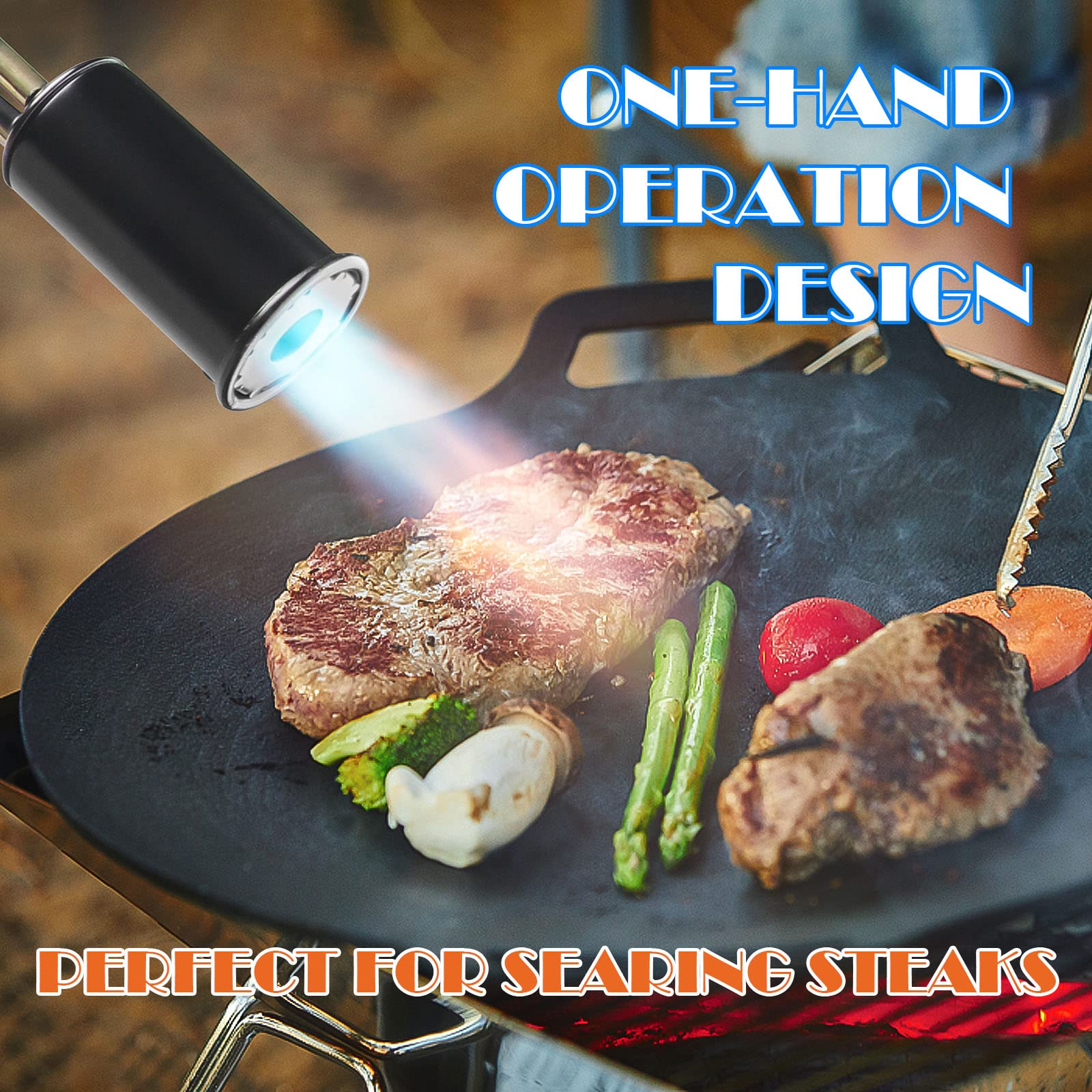 POWERFUL Cooking Torch Kitchen Blow Torch, Creme Brulee Torch - Sous Vide - Propane Torch - Charcoal Torch Lighter - Culinary Torch for BBQ Searing Steak, Creme Brulee (Tank Not Included)