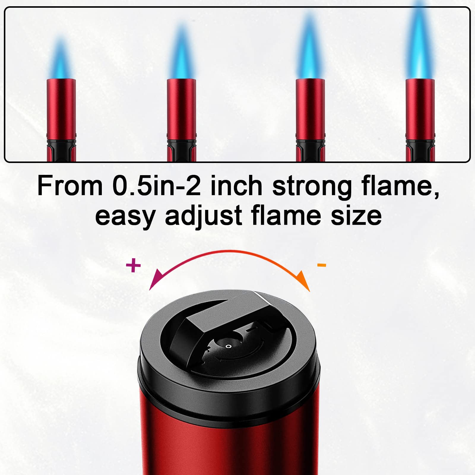 JETPRO Multipurpose Windproof Pen Lighter Butane Refillable Gas Torch Lighter Adjustable Jet Flame for Grill Candle Camping (Butane Gas Not Included) (Red)