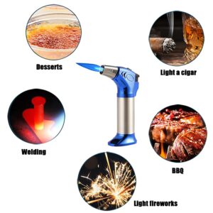 Blow Torch, Jet Lighter Butane Torch Chef Cooking Torch Lighter with Safety Lock and Adjustable Flame for Cooking, BBQ, Baking, Brulee, Creme, DIY Soldering & more(Butane Gas Not Included) (Khaki)