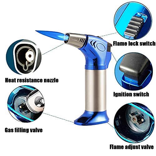 Blow Torch, Jet Lighter Butane Torch Chef Cooking Torch Lighter with Safety Lock and Adjustable Flame for Cooking, BBQ, Baking, Brulee, Creme, DIY Soldering & more(Butane Gas Not Included) (Khaki)