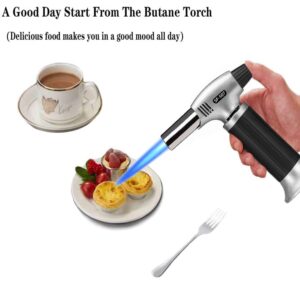 Refillable Butane Torch, Cooking Flame Stable & Adjustable, with Safety Lock, Fit All Gas, for Desserts, Creme Brule, BBQ Baking,Welding. (Gas not Includ, 4.72x1.8x5.7 inches), Black, SF-507