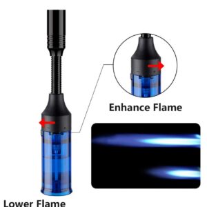 Torch Lighter 360° Rotation Adjustable Single Jet Flame, Flexible Refillable Lighter for Hob Stove Oven Fireplace Grills BBQ Outdoor (Butane No Included) (Black,One Size)