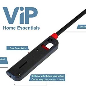 VIP Home Essentials Fuel Included Handi Flame 10pk BBQ Grill Click Lighter Refillable Butane Gas Candle Fireplace Kitchen Stove Wind Resitent Long Stem