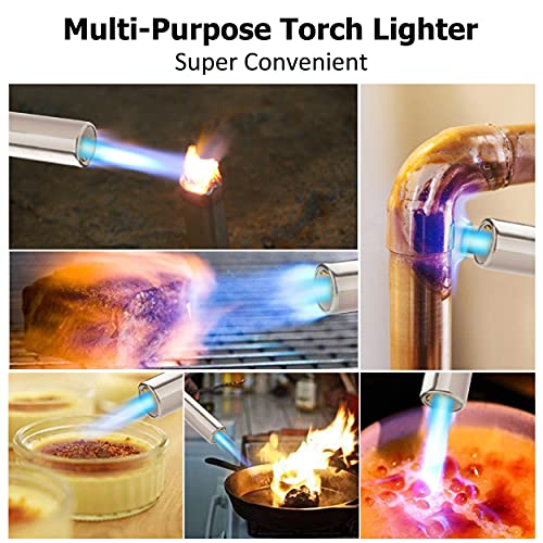 SINKUG Cutting Torches, Blow Torches with Adjustable Continuous Flame,Butane Lighter Blow Torch Cooking Torch Refillable for Desserts,Creme Brulee,Baking and Soldering