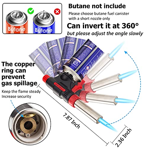 SINKUG Cutting Torches, Blow Torches with Adjustable Continuous Flame,Butane Lighter Blow Torch Cooking Torch Refillable for Desserts,Creme Brulee,Baking and Soldering