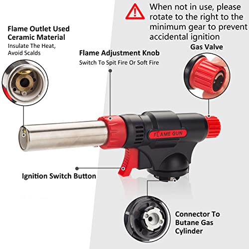 SINKUG Cutting Torches, Blow Torches with Adjustable Continuous Flame,Butane Lighter Blow Torch Cooking Torch Refillable for Desserts,Creme Brulee,Baking and Soldering