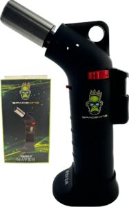 space king powerful single jet angled flame torch lighter - smooth finish - premium quality - adjustable flame & lock function - perfect for kitchen, bbq, outdoors, travel, garage, and more (black)