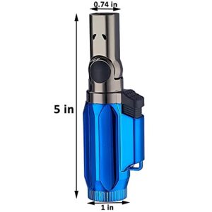 Butane Torch, Refillable Kitchen Cooking Blow Torch, 4 Jet Flame Lighter, Professional Adjustable Flame Mini Torch Lighter for Desserts, Soldering, BBQ and Baking (Butane Gas Not Included)