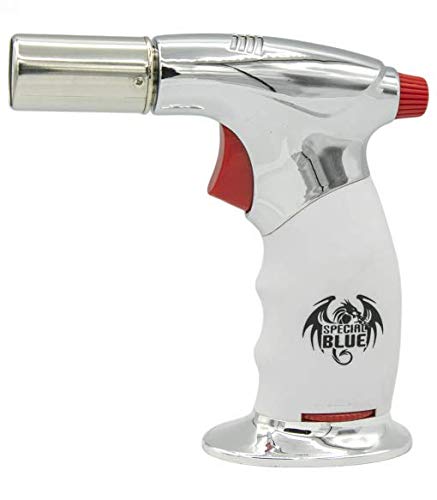 Special Blue DIABLO Butane Dual Torch - 6inch - White/Silver with Stand