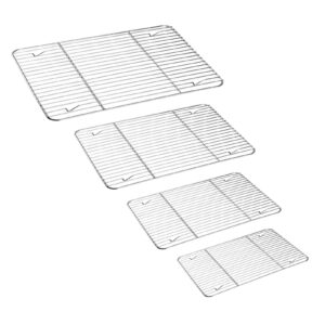 TeamFar Cooling Rack Set of 4, Roasting Baking Racks Stainless Steel for Baking Sheet Toaster Oven Pan, Healthy & Rust Free, Mirror Finish & Dishwasher Safe …