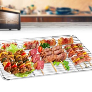 TeamFar Cooling Rack Set of 4, Roasting Baking Racks Stainless Steel for Baking Sheet Toaster Oven Pan, Healthy & Rust Free, Mirror Finish & Dishwasher Safe …