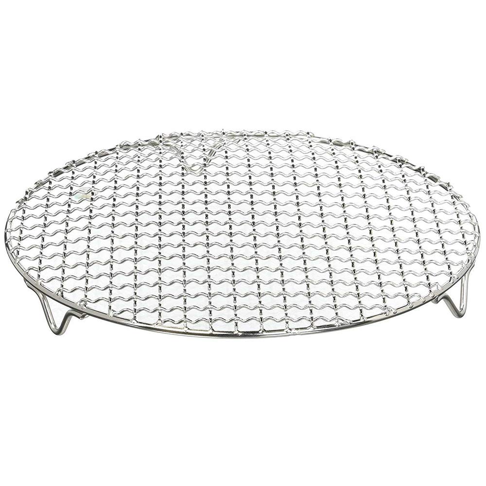 1Pack Multi-Purpose Round Stainless Steel Cross Wire Steaming Cooling Barbecue Rack/Carbon Baking Net/Grill/Pan Grate with Legs(8.25Inch Dia)