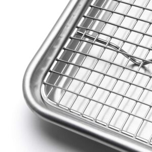 Spring Chef 10”x15” Stainless Steel Set of 2 Cooling Racks & Single Aluminum Baking Pan Bundle