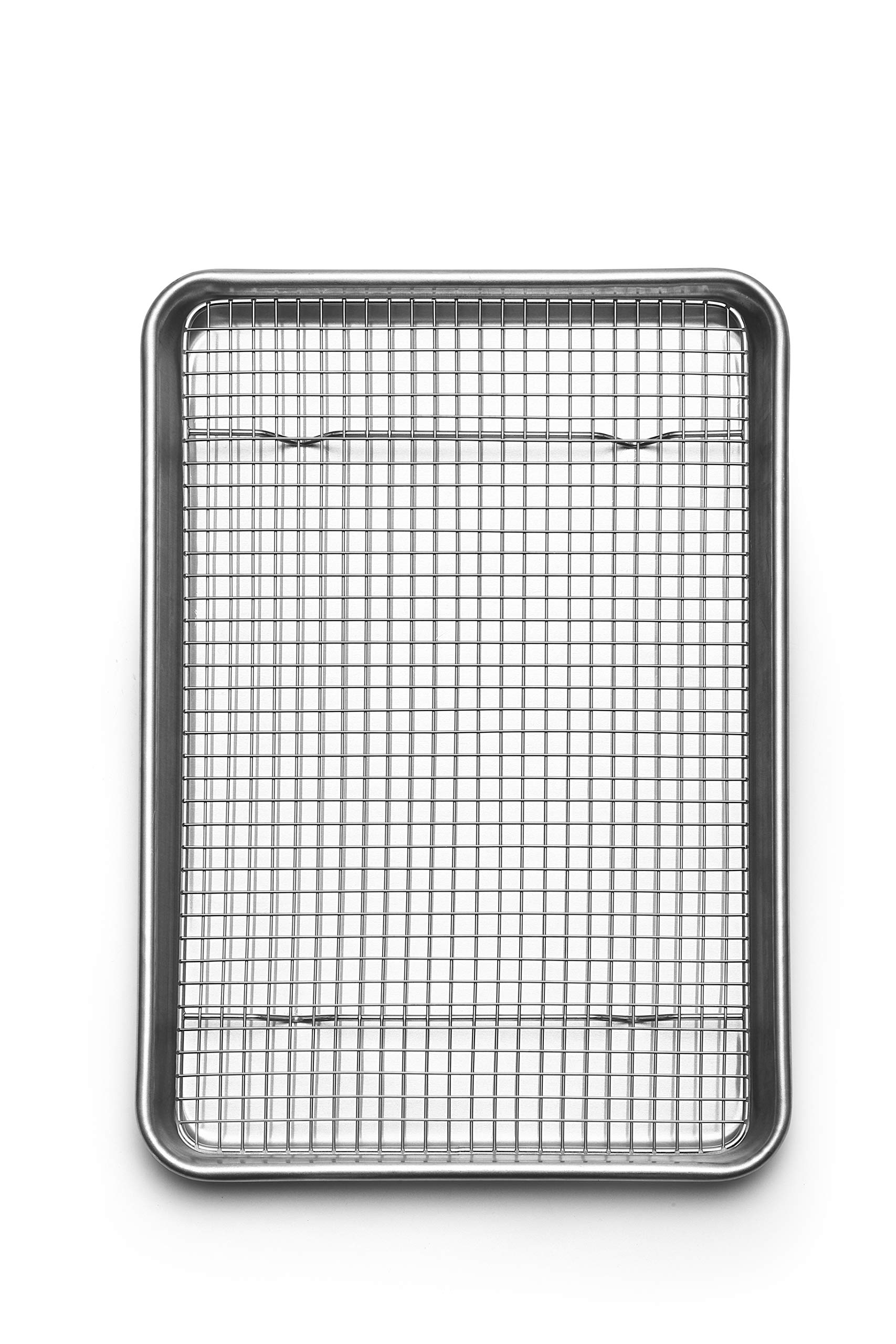 Spring Chef 10”x15” Stainless Steel Set of 2 Cooling Racks & Single Aluminum Baking Pan Bundle