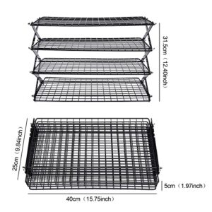 Cooling Rack, 4-Tier Upgraded Collapsible Cooling Rack Portable Foldable Camping Shelf Adjustable Stackable Roasting Cooking Drying Wire Cooling Rack for Cookies Cake Baking