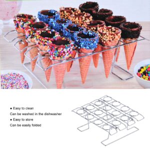 URRNDD Folding Baking Rack, 16-Hole Folding Baking Rack Ice Cream Rack Stand Cone Cupcake Holder for Wedding Birthday 9x21x27.5cm