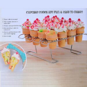 URRNDD Folding Baking Rack, 16-Hole Folding Baking Rack Ice Cream Rack Stand Cone Cupcake Holder for Wedding Birthday 9x21x27.5cm