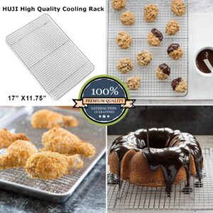 Huji Cross-Wire Grid Cooling Rack, Wire Pan Grate,Baking Rack, Icing Rack, Chrome Plated Steel, (17" x 11.75")